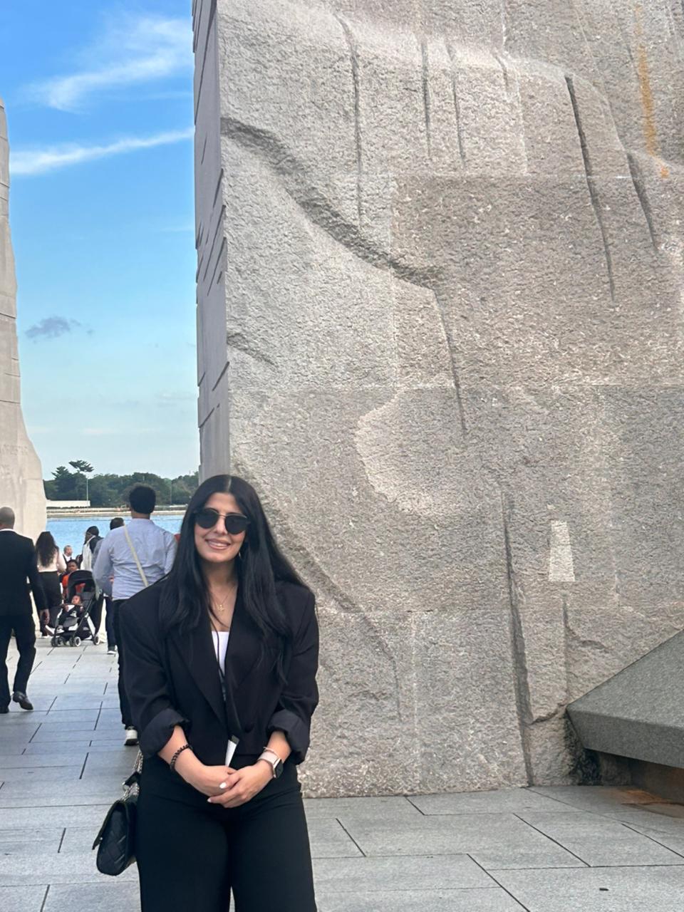 Jennifer poses in front of the MLK Memorial in DC